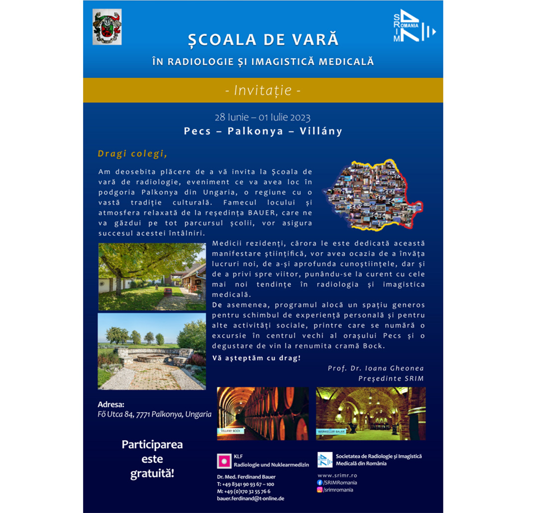 Scoala de Vara in Radiologie si Imagistica Medicala – 2023